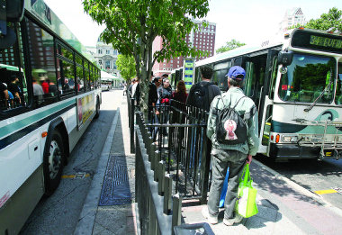 bus in front of statehouse